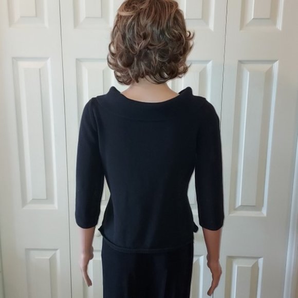 Rafaella Black 3/4 Sleeve with Cowl Neck Slits on each Side Sweater Size M - Picture 4 of 4